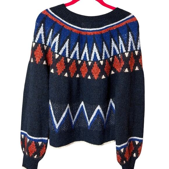 Sundry Fairisle Sweater Crew Neck Boxy Fit Super Soft Wool Blend Size S Revolve - Picture 4 of 10